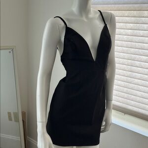 Tobi Black Plunge Slip Mini Dress S New